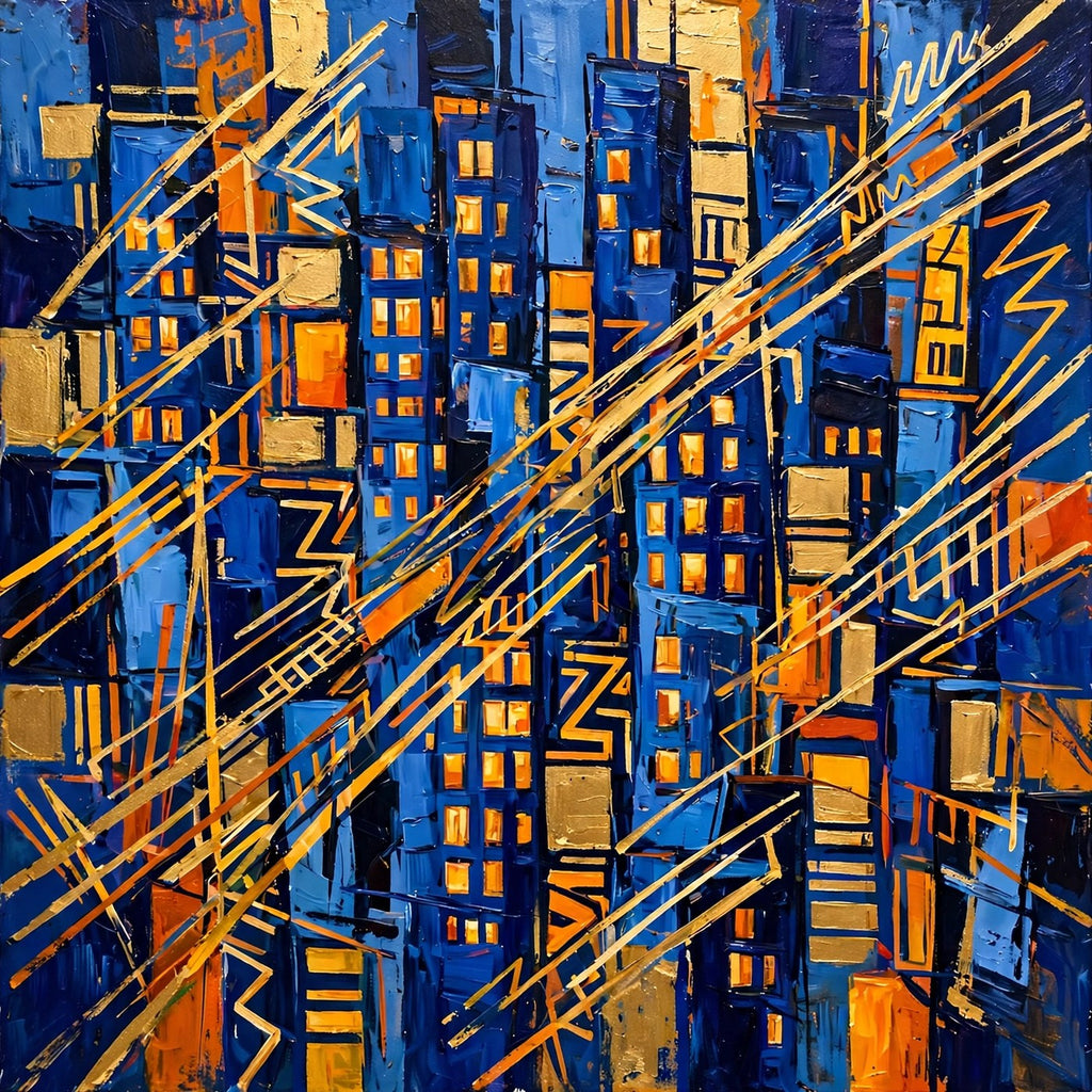 City Rhythm in Gold — Original Abstract
