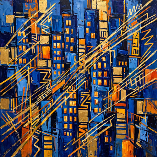 City Rhythm in Gold — Original Abstract