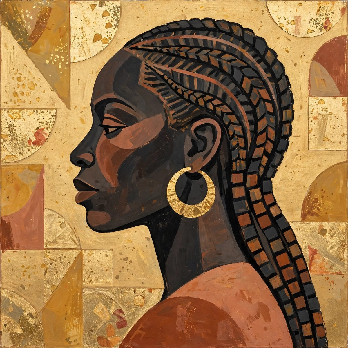 Gilded Profile — Original Figurative Painting